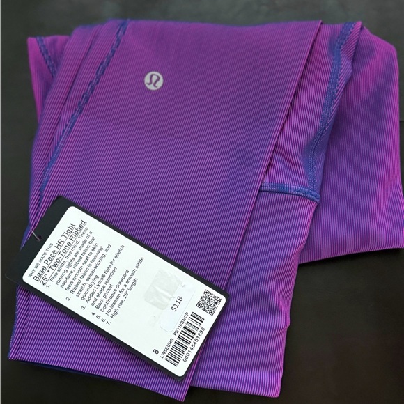 Lululemon Base Pace High-Rise Tight 25" *Two-Tone Ribbed in Psychic / Sonic Pink - Picture 6 of 8